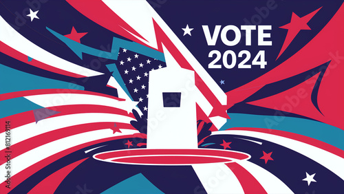 2024 United States of America Presidential Election banner. Election banner Vote 2024 with Patriotic Stars. November 5. Generative AI	