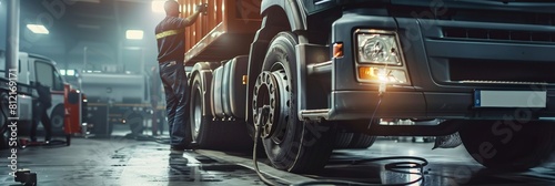 Semi truck. Freight transportation. track repair. truck driver and car repair