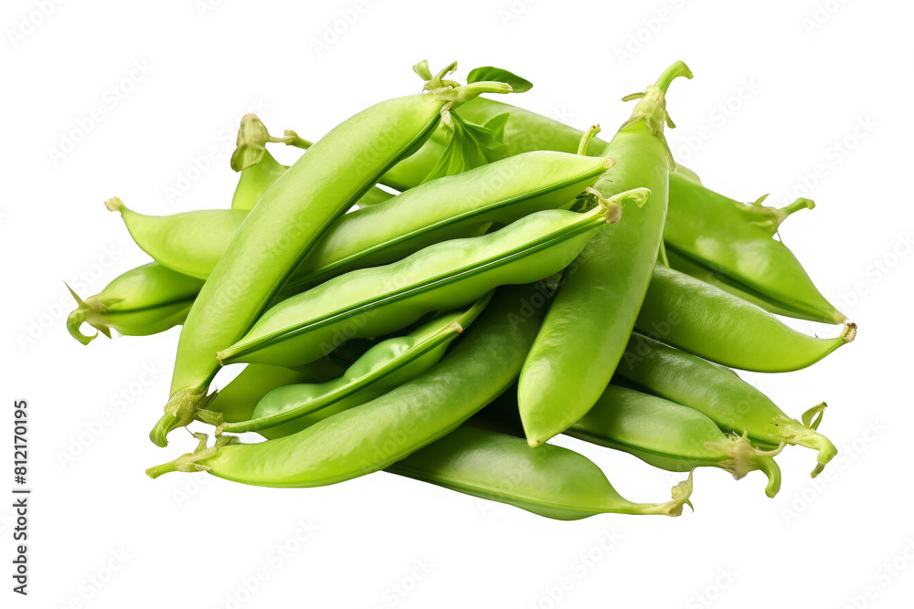 Fresh green peas in struchkakh isolated on transparent background.