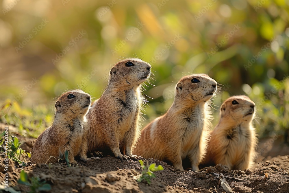 Prairie dogs, genus Cynomys outdoors in nature background, Ai generated Prairie dogs, genus Cynomys outdoors in nature background, Ai generated