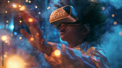 Woman Experiencing Virtual Reality photo
