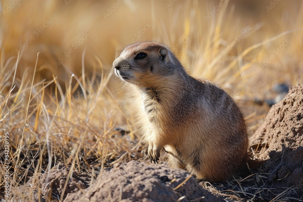 Fototapeta premium Prairie dogs, genus Cynomys outdoors in nature background, Ai generated