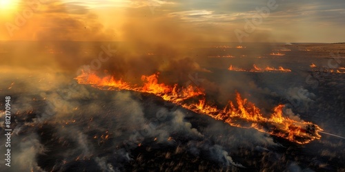Aerial Firefighters Combat Rapidly Spreading Grass Fires in Hot, Arid Conditions. Concept Emergency Response, Wildfire Fighting, Aerial Firefighters, Hot Weather Operations, Grass Fire Combat