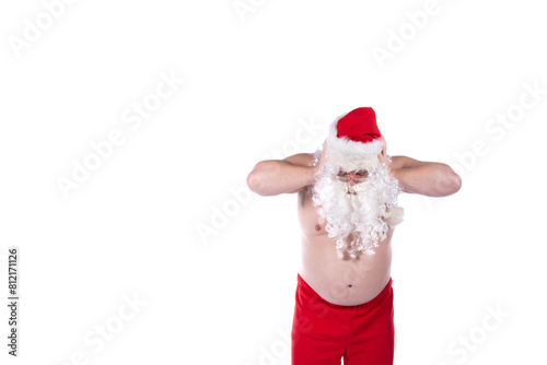Santa Claus and health problems. White background.