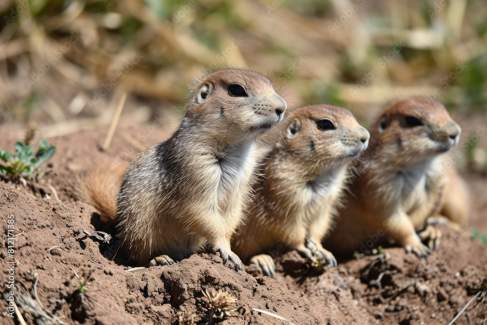 Prairie dogs, genus Cynomys outdoors in nature background, Ai generated Prairie dogs, genus Cynomys outdoors in nature background, Ai generated
