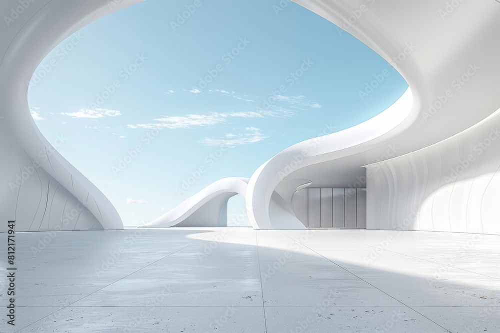 Obraz premium Concrete outdoor square building,Empty architectural background. 