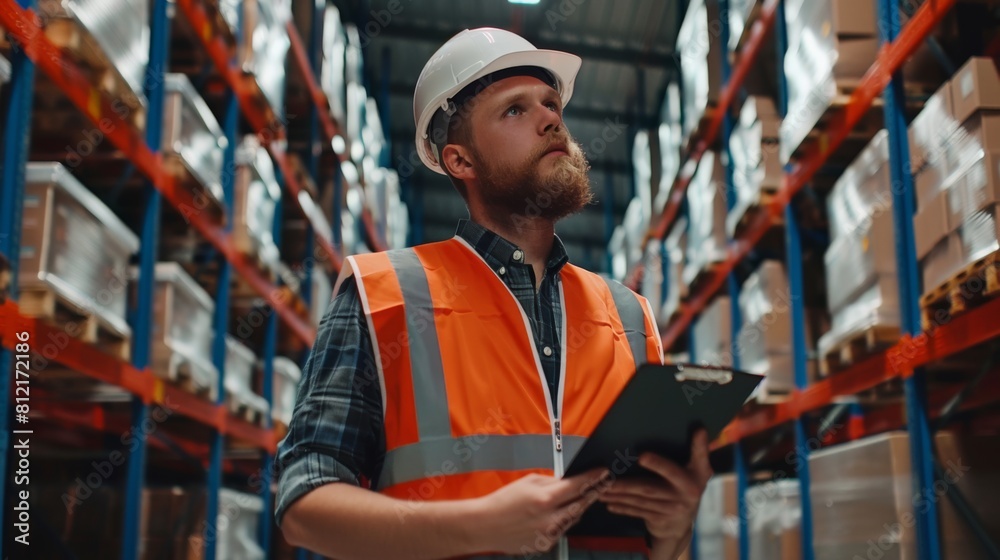 Warehouse Worker with Clipboard
