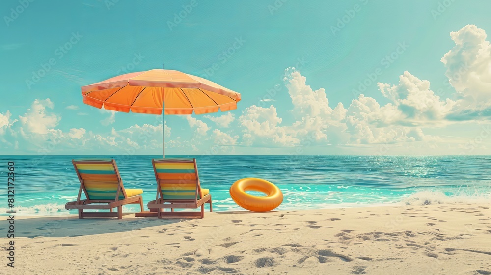 umbrellas and sun loungers on a beach