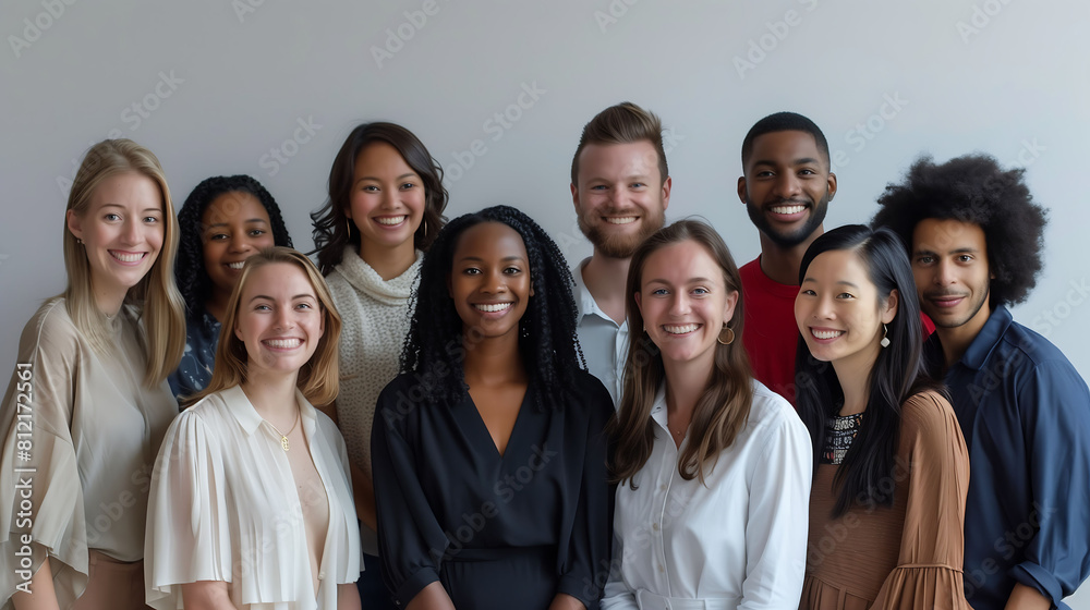 A diverse millennial group of professionals poses for a confident and smiling headshot portrait, A diverse millennial group of professionals poses for a confident and smiling headshot portrait,