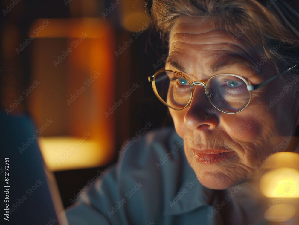 A mature woman therapist immersed in the world of her laptop screen, her expression a blend of concentration and compassion as she works on patient treatment plans. Ai generated A mature woman therapist immersed in the world of her laptop screen, her expression a blend of concentration and compassion as she works on patient treatment plans. Ai generated