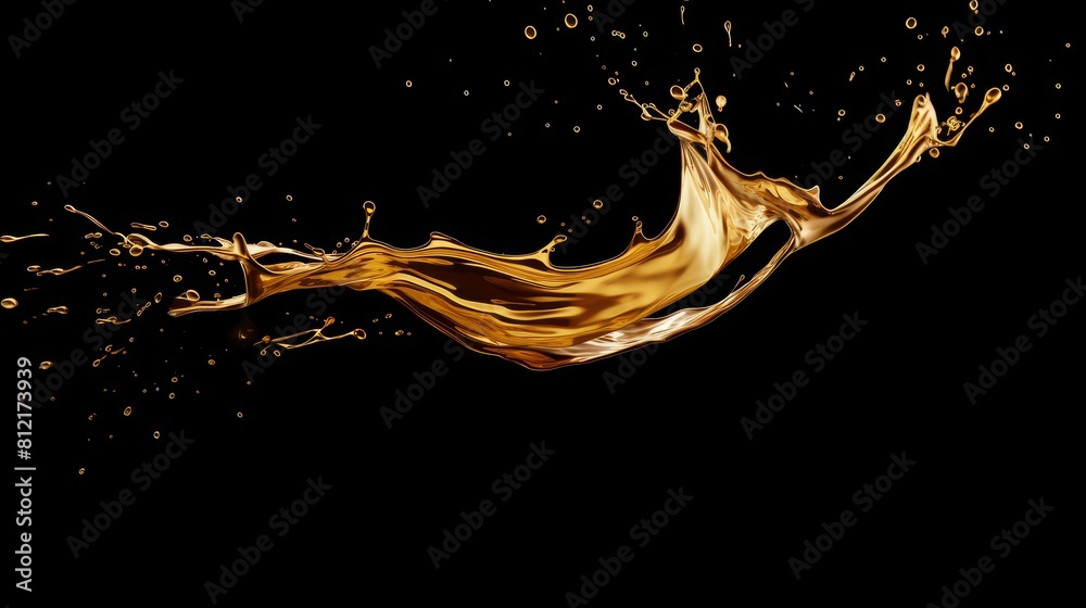 Golden splashes circle, isolated on black background Golden splashes circle, isolated on black background