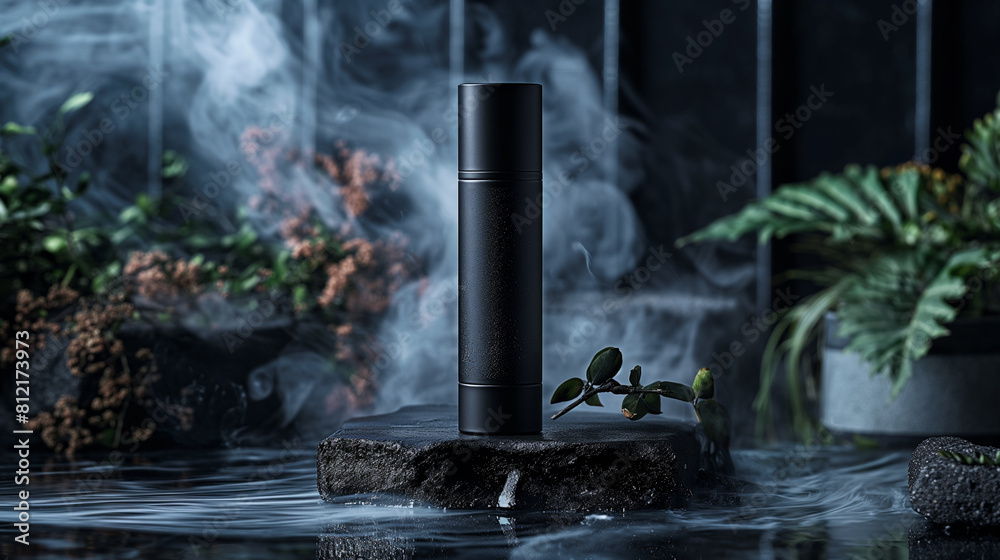 Naklejka premium cream tube, cosmetic tube blank mockup. Beauty product packaging, low light cosmetic tube photography mockup with copy space.