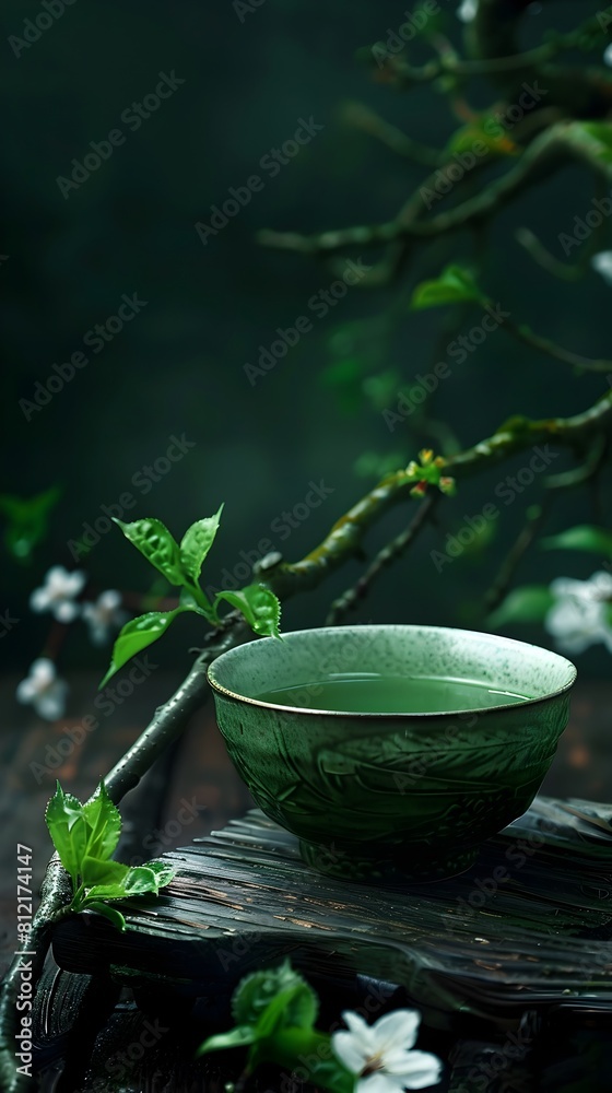 Fresh Green Tea Smoothie in Serene AsianInspired Teacup for Mindful Living Fresh Green Tea Smoothie in Serene AsianInspired Teacup for Mindful Living