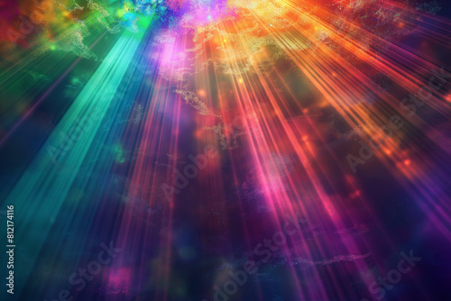 abstract colorful background with rays, Dive into the mesmerizing depths of an abstract, colorful summer background, illuminated by the warm glow of the sun and its radiant light rays, all brought to 