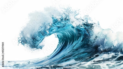 crystalline blue water wave isolated on white refreshing aquatic elegance