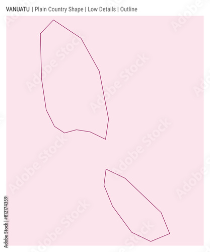 Vanuatu plain country map. Low Details. Outline style. Shape of Vanuatu. Vector illustration.