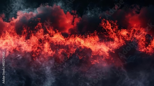 dark explosion border with billowing smoke and fiery red lava abstract background