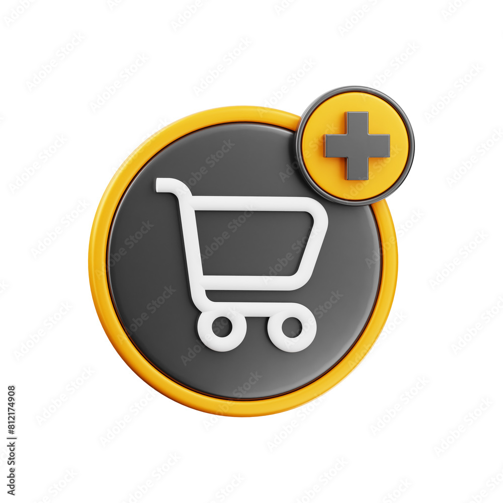 Premium online shopping add to cart icon 3d rendering on isolated background Premium online shopping add to cart icon 3d rendering on isolated background