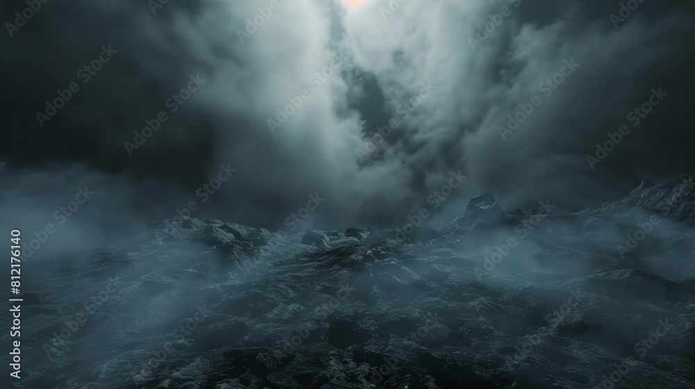 eerie smoke and fog swirling on black ground spooky horror atmosphere 3d render
