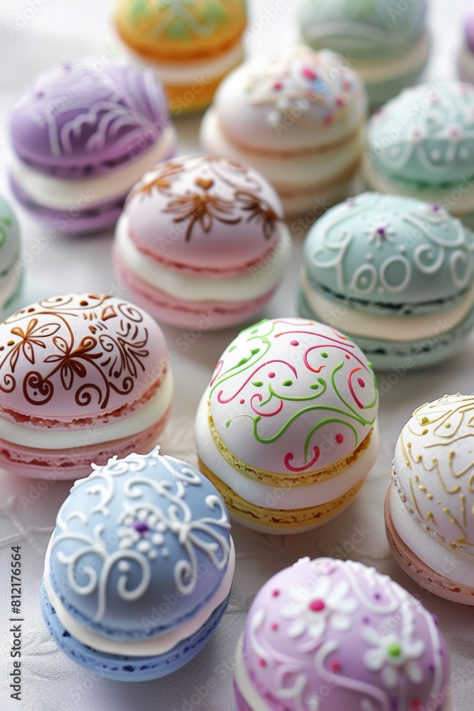 Obraz premium Colorful Assortment of Macaroons on Table