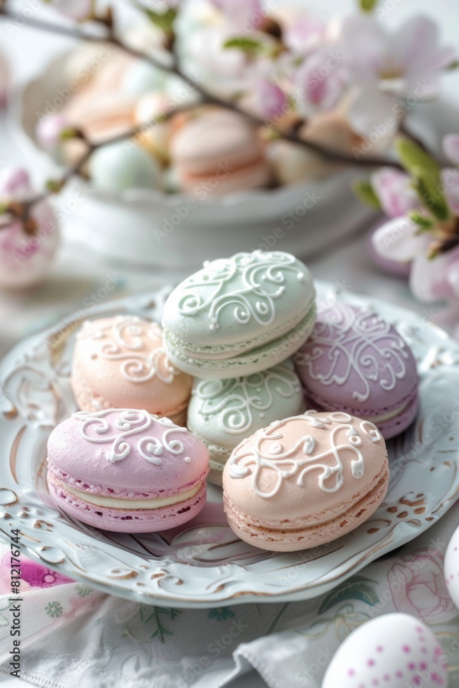 Plate of Macaroons on Table