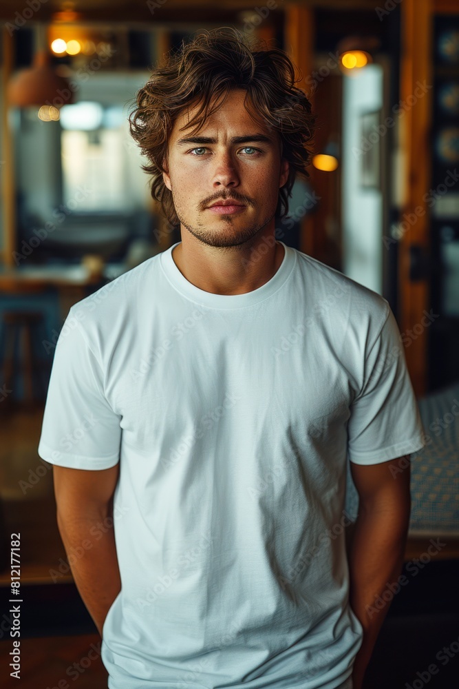 Photo of a man wearing a tshirt with space for the design Photo of a man wearing a tshirt with space for the design