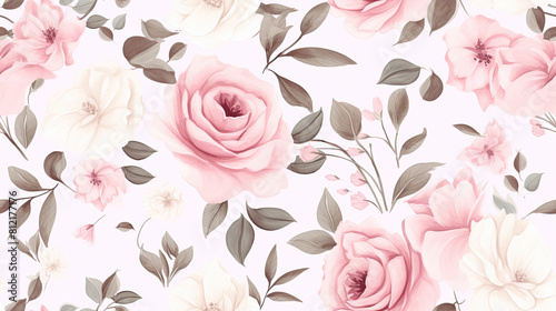 Wallpaper Mural Seamless floral pattern with  watercolor flowers on summer background, watercolor illustration. Template design for textiles, interior, clothes, wallpaper Torontodigital.ca