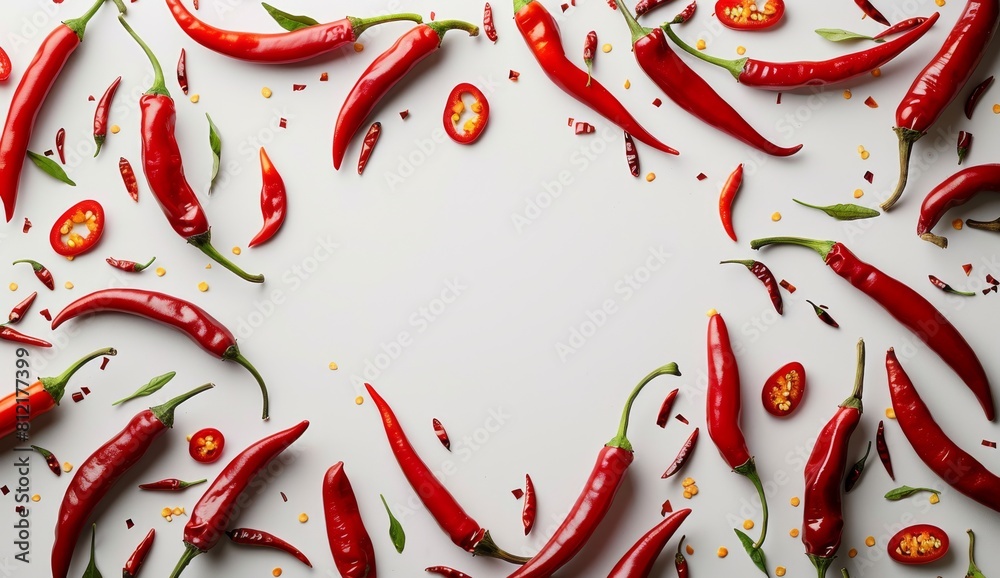 chilli peppers isolated on a white background with copy space chilli peppers isolated on a white background with copy space