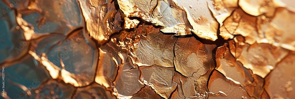 Golden Textured Surface with Metallic Cracked Details in Close-Up. Golden Textured Surface with Metallic Cracked Details in Close-Up.
