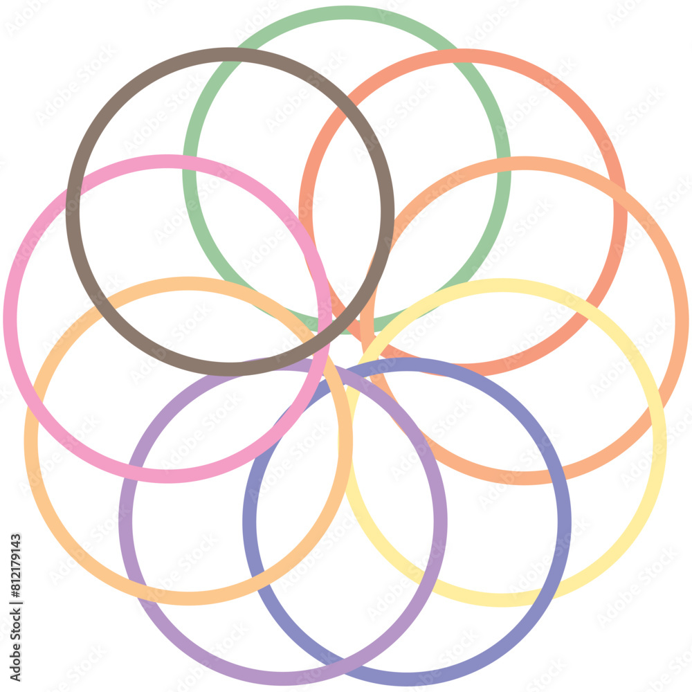 Intersecting, overlapping circles, rings element Intersecting, overlapping circles, rings element