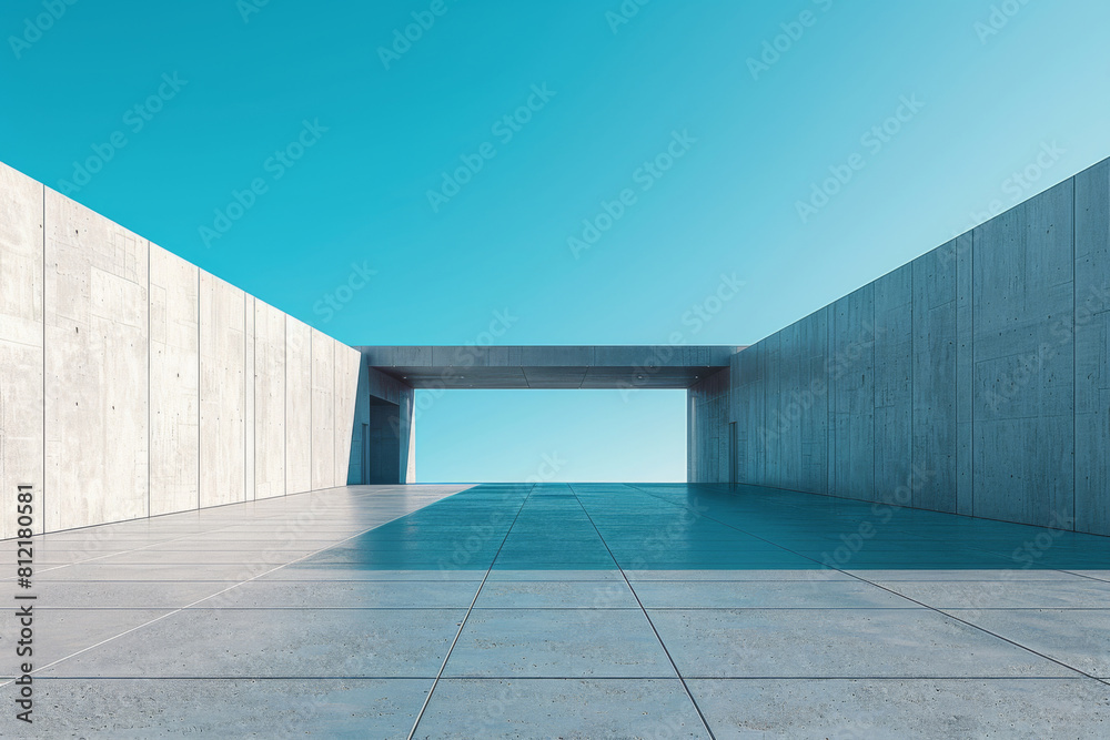 Obraz premium Concrete outdoor square building,Empty architectural background. 