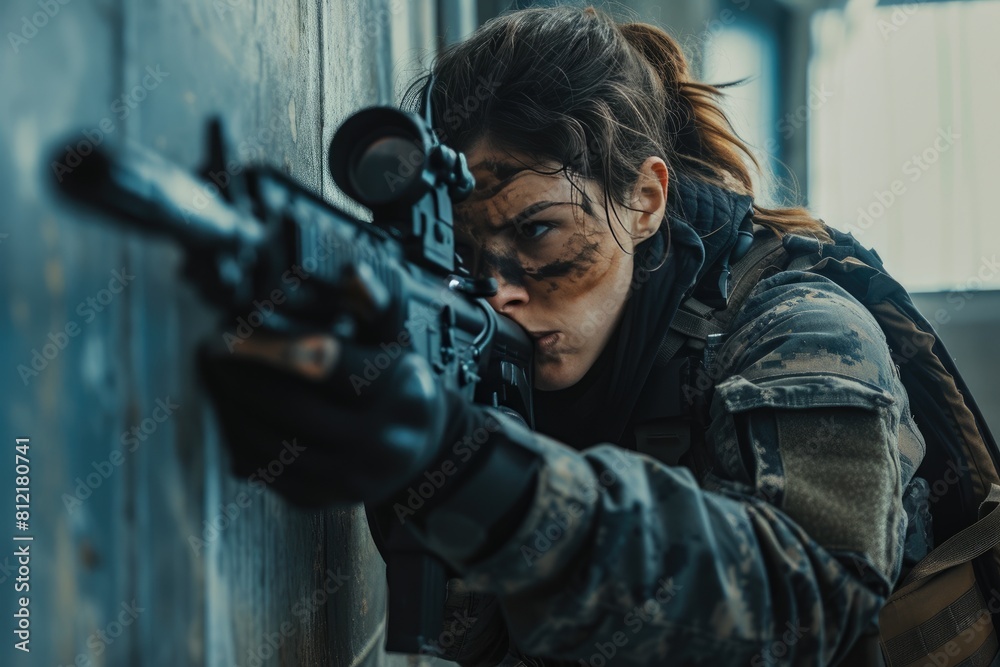 Courageous Special Forces Woman Takes Aim in Intense Battle Courageous Special Forces Woman Takes Aim in Intense Battle