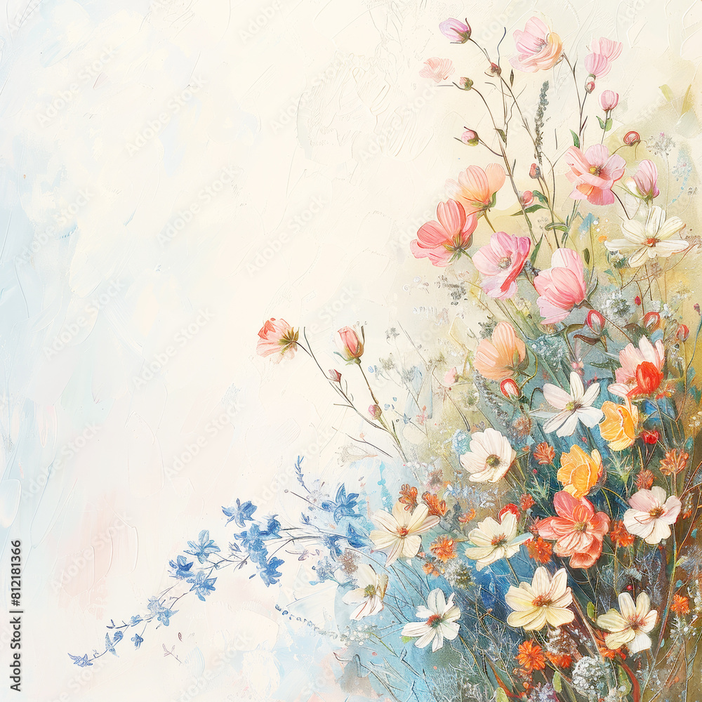 A soft pastel background sets the serene tone, gently embracing a delicate bouquet of wildflowers nestled in the bottom corner. A soft pastel background sets the serene tone, gently embracing a delicate bouquet of wildflowers nestled in the bottom corner.