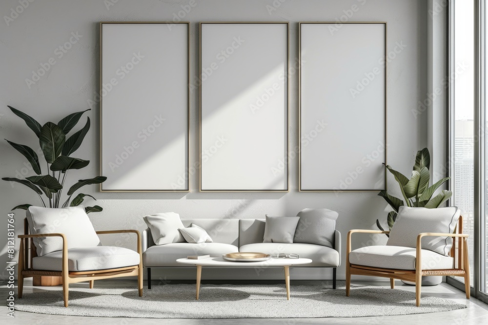 Office Interior with Blank White Poster Mockup created with Generative AI Office Interior with Blank White Poster Mockup created with Generative AI