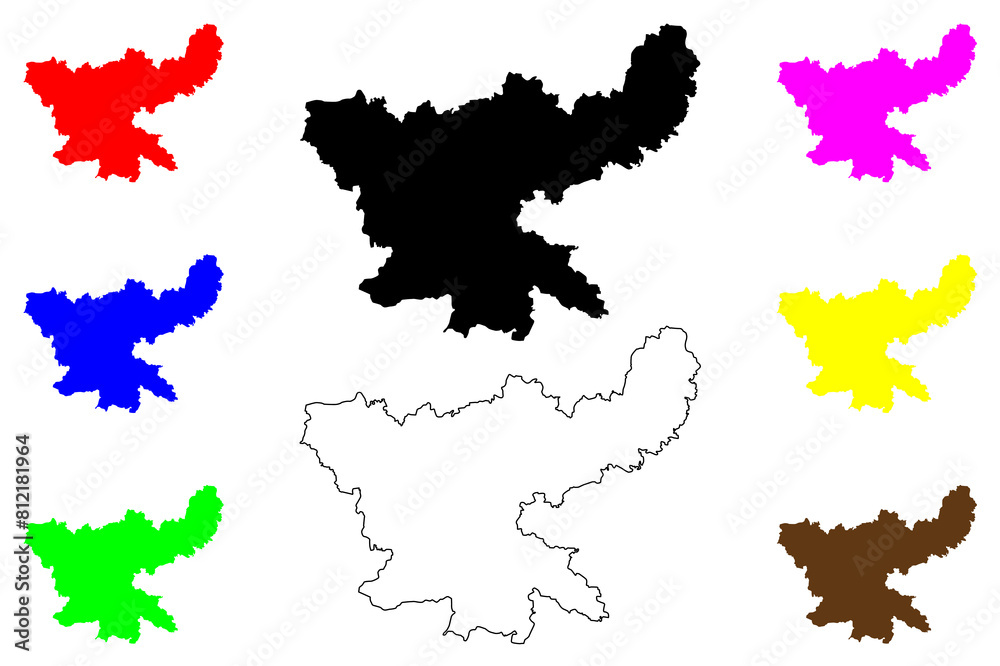 Naklejka premium Jharkhand (States and union territories of India, Federated states, Republic of India) map vector illustration, scribble sketch Jharkhand state map