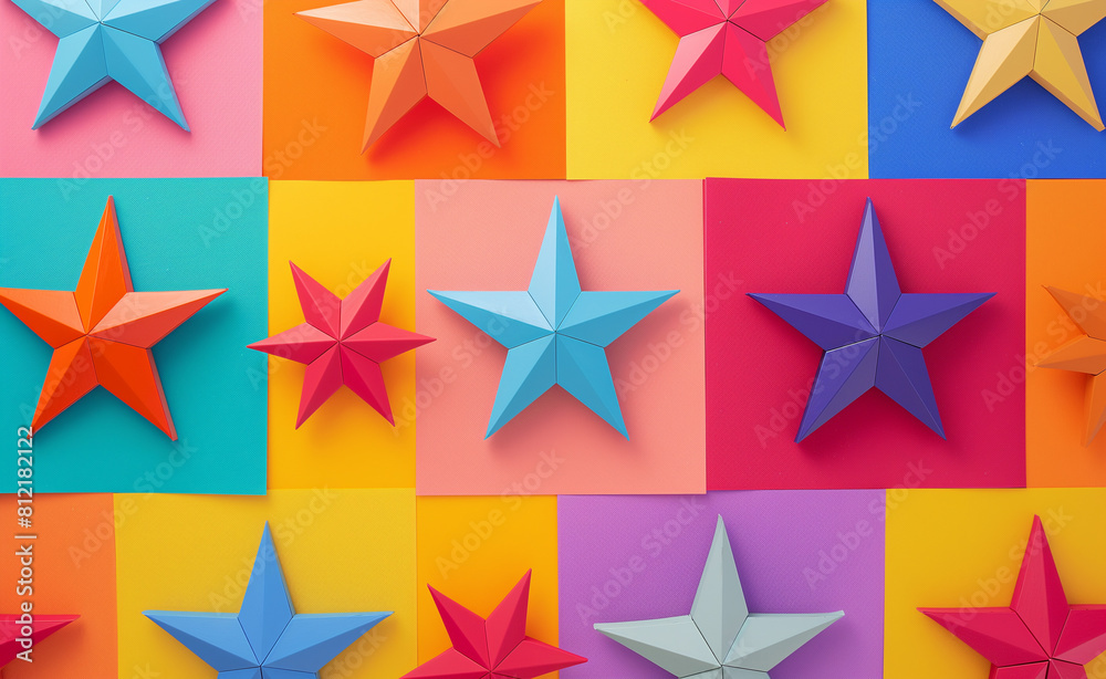 Vibrant Star Patterns: A Colorful Contrast Vibrant Star Patterns: A Colorful Contrast