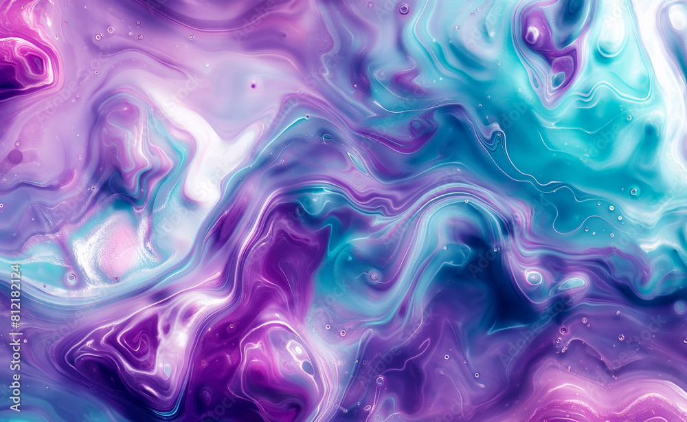 Fluid Geometry: An Artistic Fusion in Violet and Turquoise