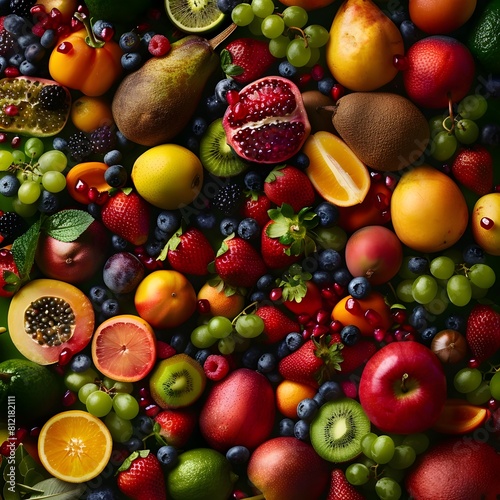 Exotic Fruits Showcasing Freshness and Natural Beauty in Artful Composition