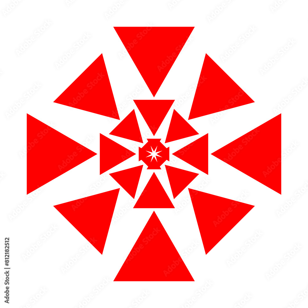 Red triangle mandala vector. Triangle round. Red triangle mandala vector. Triangle round.