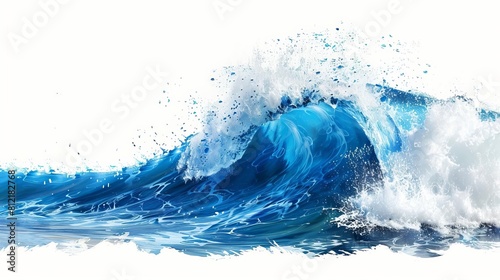 fresh blue flowing water wave isolated on white digital illustration