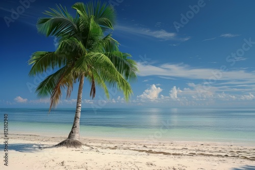 Exotic Beach palm. Nature day resort. Generate Ai