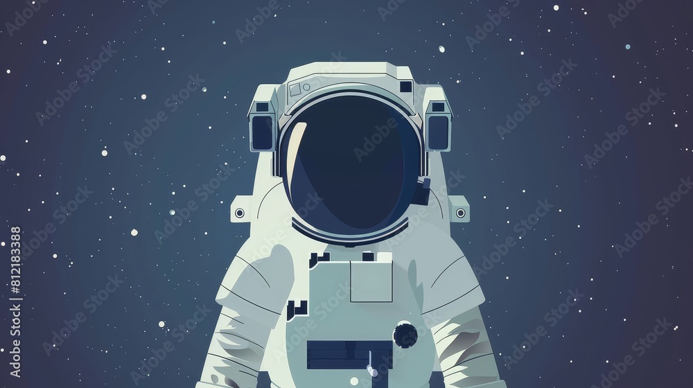 Fototapeta premium Astronaut flat design front view spacewalk theme cartoon drawing Analogous Color Scheme