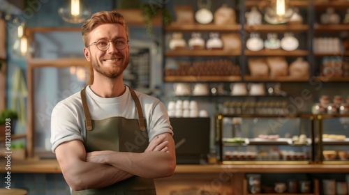 Confident Bakery Owner Smiling photo