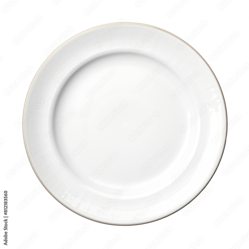 Plain White Porcelain Plate with Smooth Surface. Ceramic Dinner Plate. Isolated on Background Plain White Porcelain Plate with Smooth Surface. Ceramic Dinner Plate. Isolated on Background