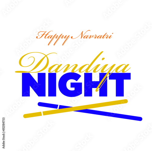 Dandiya night vector typograpgy unit with happy navratri greetings. photo