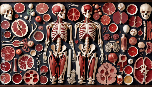 table large skeleton alian anatomical vintage anatomy descriptions blood color abdomen vessels vessel human medicals artery health biology microbiology cardiovascular vein nubes medicine research photo