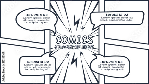 Comics infographic with 4 steps, options, parts or processes. Business data visualization. Creative infographic template