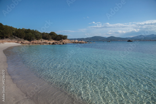 Cristal clear turquoise waters beach in Sardinia Puntaldia