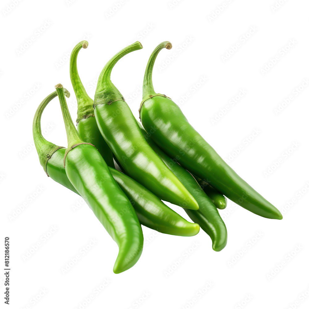 Pile Of Fresh Green Chili Peppers. Isolated on Background Pile Of Fresh Green Chili Peppers. Isolated on Background