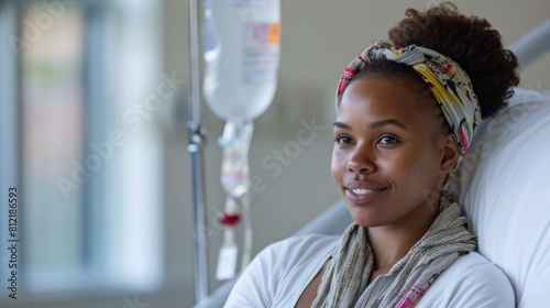 Patient Smiling in Hospital Room photo